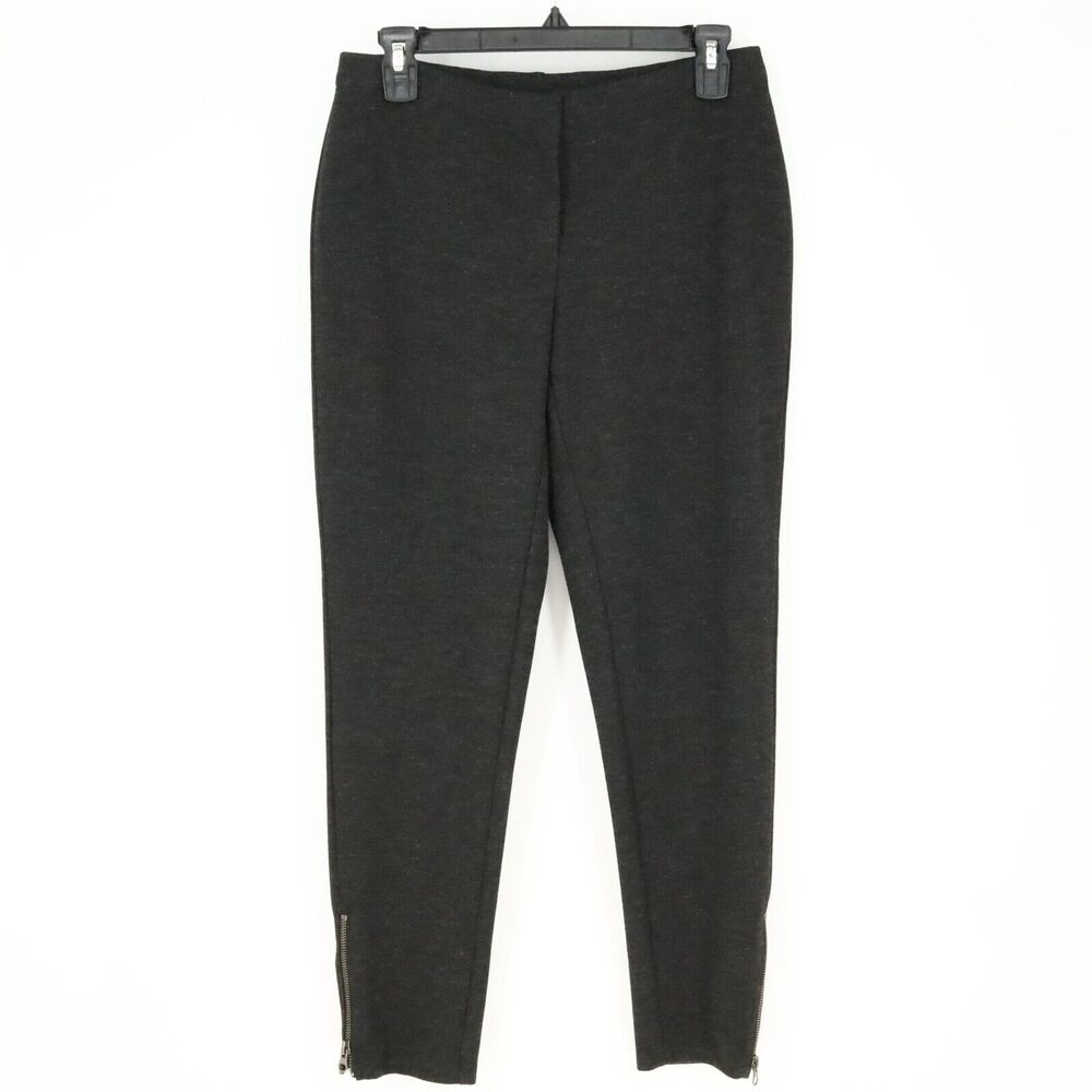 J Jill Dress Pants Womens 6 Charcoal Gray Stretch Knit Leggings Ankle Zips New